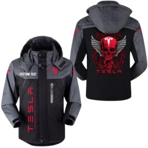 Tesla Motors Windbreaker Velvet-Lined Warm Durable Jackets Detachable Hood, Windproof Waterproof, Custom Name TN150225Y11WJVCT1TES