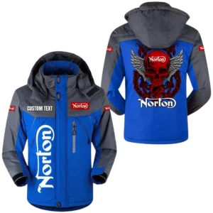 Norton Motorcycle Windproof Waterproof Jacket Detachable Hood Velvet-Lined Warm Durable, Custom Name TN150225Y11WJVCT1NOM