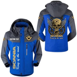 Scania V8 Windproof Waterproof Jacket Detachable Hood Velvet-Lined Warm Durable, Custom Name TN150225Y11WJVCT1SV8