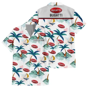 Bugatti Exclusive Logo Hawaiian Shirt Tropical Landscape Pattern All-over Print For Men Women Kids, Custom Name HIDI190225Y7HWLS2BUG