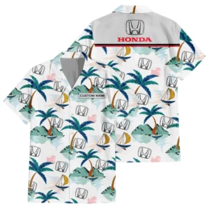 Honda Exclusive Logo Hawaiian Shirt Tropical Landscape Pattern All-over Print For Men Women Kids, Custom Name HIDI200225Y7HWLS2HON