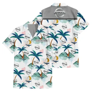 Nissan Exclusive Logo Hawaiian Shirt Tropical Landscape Pattern All-over Print For Men Women Kids, Custom Name HIDI200225Y7HWLS2NIS
