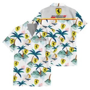 Scuderia Ferrari Exclusive Logo Hawaiian Shirt Tropical Landscape Pattern All-over Print For Men Women Kids, Custom Name HIDI210225Y7HWLS2SCF