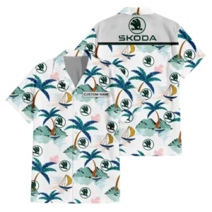 Skoda Exclusive Logo Hawaiian Shirt Tropical Landscape Pattern All-over Print For Men Women Kids, Custom Name HIDI210225Y7HWLS2SKO