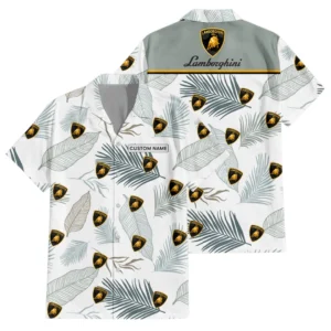 Lamborghini Exclusive Logo Hawaiian Shirt Tropical Leaves Seamless Pattern All-over Print For Men Women Kids, Custom Name HIHI180225Y7HWLS1LAM