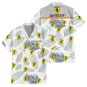 Scuderia Ferrari Exclusive Logo Hawaiian Shirt Tropical Leaves Seamless Pattern All-over Print For Men Women Kids, Custom Name HIHI190225Y7HWLS1SCF
