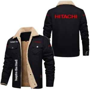 Hitachi Exclusive Logo Fleece-lined Thick Jacket, Fur Lapel Collar Warm Custom Name TN170325Y10FLJCT1HIT