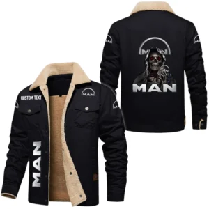Man Trucks Exclusive Logo Fleece-lined Thick Jacket, Fur Lapel Collar Warm Custom Name TN170325Y10FLJCT2MAN