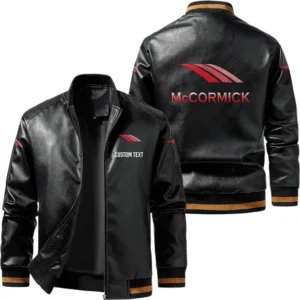 Vintage McCormick Exclusive Logo Leather Jacket, Classic Ribbed Collar Striped Cuffs, Custom Name TN160325Y12LJ93CT1MCC