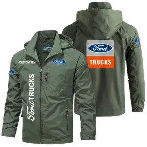 Ford Trucks Exclusive Logo Windbreaker Jacket Hooded Detachable, Outdoor Windproof Running Jacket, Custom Text HIHI130225Y28WJ86FOT