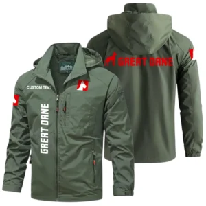 Great Dane Exclusive Logo Windbreaker Jacket Hooded Detachable, Outdoor Windproof Running Jacket, Custom Text HIHI130225Y28WJ86GDT