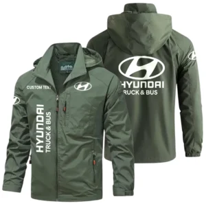 Hyundai Exclusive Logo Windbreaker Jacket Hooded Detachable, Outdoor Windproof Running Jacket, Custom Text HIHI130225Y28WJ86HDT