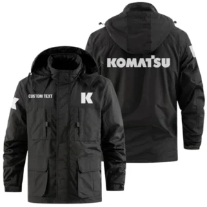 Komatsu Exclusive Logo Windbreaker Jacket Hooded Detachable, Outdoor Jacket Multi Pocket, Custom Name HIDI190325Y26WMPKOA