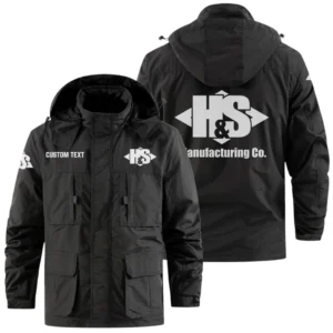 H & S Manufacturing Exclusive Logo Windbreaker Jacket Hooded Detachable, Outdoor Jacket Multi Pocket, Custom Name HIDI200325Y26WMPHSM