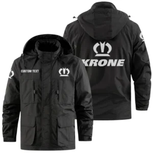 KRONE Exclusive Logo Windbreaker Jacket Hooded Detachable, Outdoor Jacket Multi Pocket, Custom Name HIDI200325Y26WMPKAM