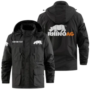 Rhino AG Exclusive Logo Windbreaker Jacket Hooded Detachable, Outdoor Jacket Multi Pocket, Custom Name HIDI200325Y26WMPRAG