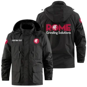 Rome Grinding Solutions Exclusive Logo Windbreaker Jacket Hooded Detachable, Outdoor Jacket Multi Pocket, Custom Name HIDI200325Y26WMPRGS