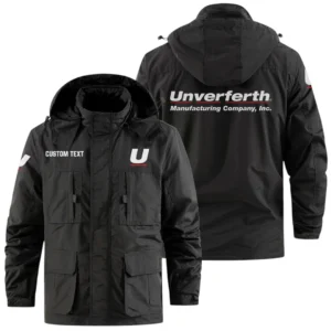 Unverferth Manufacturing Exclusive Logo Windbreaker Jacket Hooded Detachable, Outdoor Jacket Multi Pocket, Custom Name HIDI200325Y26WMPUNM