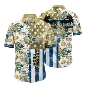 Georgia Tech Yellow Jackets Hawaiian Aloha Shirt All Over Print, Custom Name For Men Women Kids TN260425Y7HWCT10NCGT