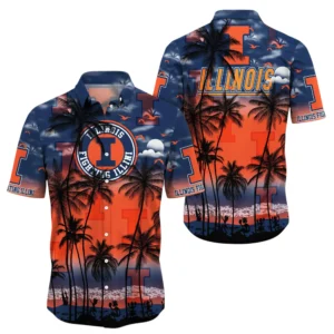 Illinois Fighting Illini Hawaiian Aloha Shirt All Over Print, Custom Name For Men Women Kids TN260425Y7HWCT27NCUIUC