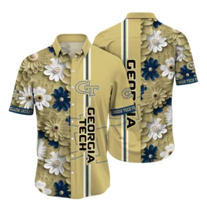 Georgia Tech Yellow Jackets Hawaiian Aloha Shirt All Over Print, Custom Name For Men Women Kids TN260425Y7HWCT28NCGT