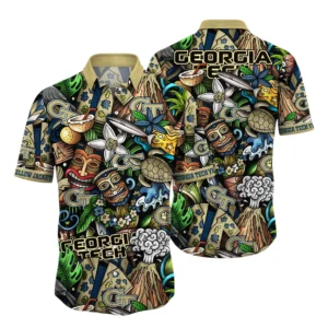 Georgia Tech Yellow Jackets Hawaiian Aloha Shirt All Over Print, Custom Name For Men Women Kids TN260425Y7HWCT2NCGT