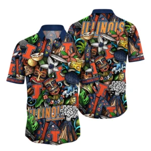 Illinois Fighting Illini Hawaiian Aloha Shirt All Over Print, Custom Name For Men Women Kids TN260425Y7HWCT2NCUIUC