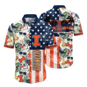 Illinois Fighting Illini Hawaiian Aloha Shirt All Over Print, Custom Name For Men Women Kids TN260425Y7HWCT7NCUIUC