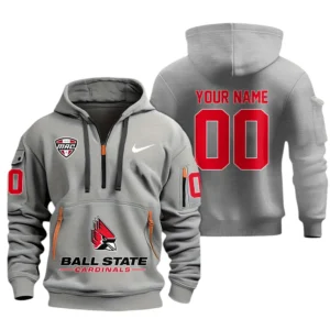 Ball State Cardinals Half Zip Hoodie Sport Hooded Multi-Pockets Custom Name & Number TN060525Y25QZ2HCT1NCBSU