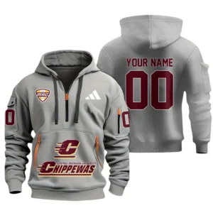 Central Michigan Chippewas Half Zip Hoodie Sport Hooded Multi-Pockets Custom Name & Number TN060525Y25QZ2HCT1NCCMU
