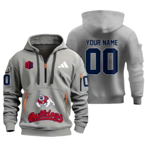 Fresno State Bulldogs Half Zip Hoodie Sport Hooded Multi-Pockets Custom Name & Number TN060525Y25QZ2HCT1NCFSB