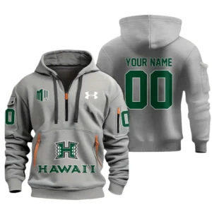 Hawaii Rainbow Warriors Half Zip Hoodie Sport Hooded Multi-Pockets Custom Name & Number TN060525Y25QZ2HCT1NCHRW
