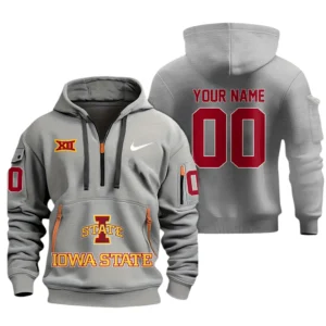 Iowa State Cyclones Half Zip Hoodie Sport Hooded Multi-Pockets Custom Name & Number TN060525Y25QZ2HCT1NCISU