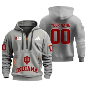Indiana Hoosiers Half Zip Hoodie Sport Hooded Multi-Pockets Custom Name & Number TN060525Y25QZ2HCT1NCIU