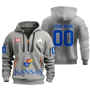 Kansas Jayhawks Half Zip Hoodie Sport Hooded Multi-Pockets Custom Name & Number TN060525Y25QZ2HCT1NCKU