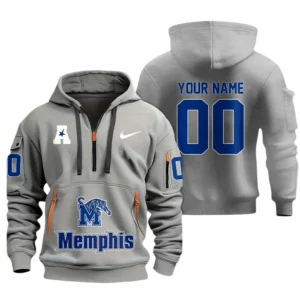 Memphis Tigers Half Zip Hoodie Sport Hooded Multi-Pockets Custom Name & Number TN060525Y25QZ2HCT1NCMEM