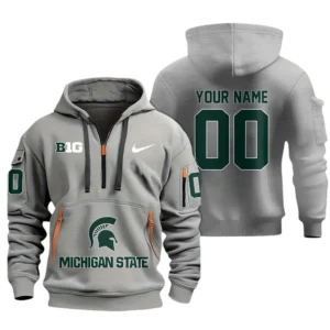 Michigan State Spartans Half Zip Hoodie Sport Hooded Multi-Pockets Custom Name & Number TN060525Y25QZ2HCT1NCMSU