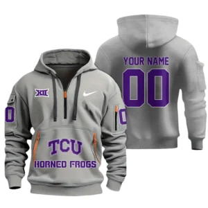 TCU Horned Frogs Half Zip Hoodie Sport Hooded Multi-Pockets Custom Name & Number TN060525Y25QZ2HCT1NCTCU