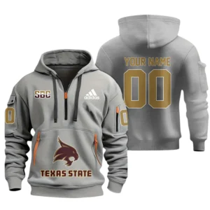Texas State Bobcats Half Zip Hoodie Sport Hooded Multi-Pockets Custom Name & Number TN060525Y25QZ2HCT1NCTXST