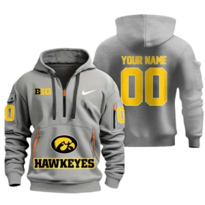 Iowa Hawkeyes Half Zip Hoodie Sport Hooded Multi-Pockets Custom Name & Number TN060525Y25QZ2HCT1NCUIH