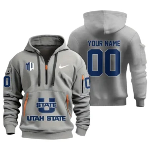 Utah State Aggies Half Zip Hoodie Sport Hooded Multi-Pockets Custom Name & Number TN060525Y25QZ2HCT1NCUTAH