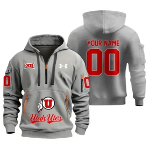 Utah Utes Half Zip Hoodie Sport Hooded Multi-Pockets Custom Name & Number TN060525Y25QZ2HCT1NCUU