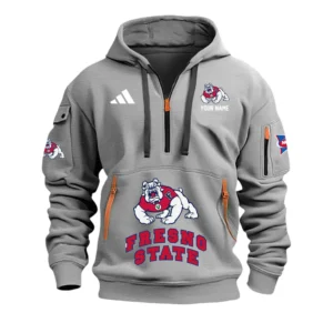 Fresno State Bulldogs Half Zip Hoodie Sport Hooded Multi-Pockets Custom Name & Number TN060525Y25QZ2HCT2NCFSB