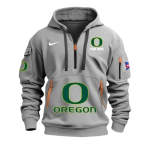 Oregon Ducks Half Zip Hoodie Sport Hooded Multi-Pockets Custom Name & Number TN060525Y25QZ2HCT2NCGO