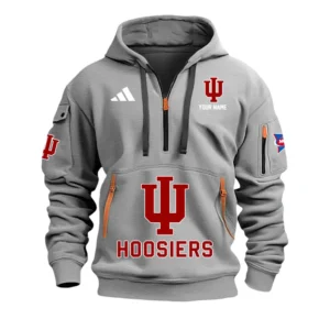 Indiana Hoosiers Half Zip Hoodie Sport Hooded Multi-Pockets Custom Name & Number TN060525Y25QZ2HCT2NCIU