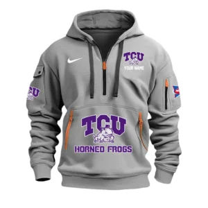 TCU Horned Frogs Half Zip Hoodie Sport Hooded Multi-Pockets Custom Name & Number TN060525Y25QZ2HCT2NCTCU
