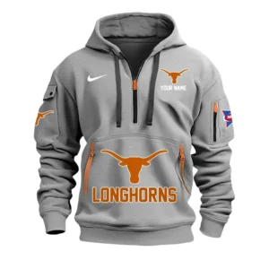 Texas Longhorns Half Zip Hoodie Sport Hooded Multi-Pockets Custom Name & Number TN060525Y25QZ2HCT2NCTEX