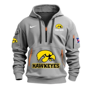 Iowa Hawkeyes Half Zip Hoodie Sport Hooded Multi-Pockets Custom Name & Number TN060525Y25QZ2HCT2NCUIH