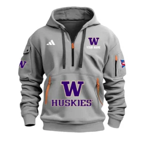 Washington Huskies Half Zip Hoodie Sport Hooded Multi-Pockets Custom Name & Number TN060525Y25QZ2HCT2NCWH