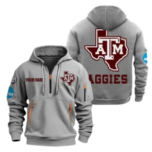 Texas A&M Aggies Half Zip Hoodie Sport Hooded Multi-Pockets Custom Name TN070525Y25QZ2HCT1NCATM